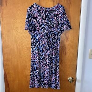 Leslie Fay Women's Floral Dress - Black Blue Pink